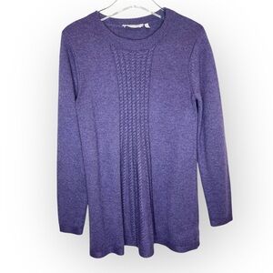 Soft Surroundings Flared Purple Cable Knit Detail Sydney Sweater Size M